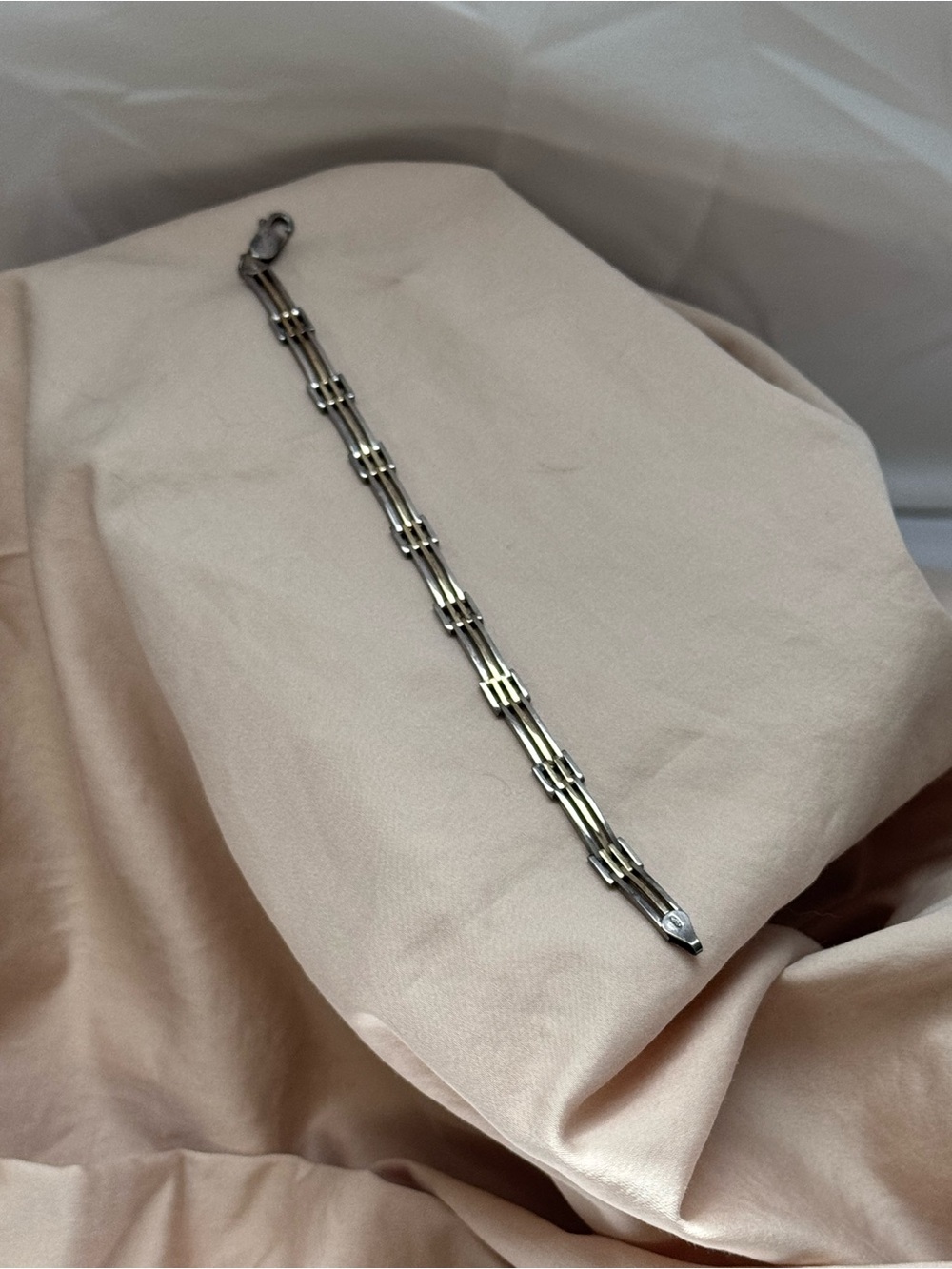 Estate Jewelry Bar Link Bracelet .925 Sterling Silver Italy 7.25” Long Unisex - Picture 2 of 14